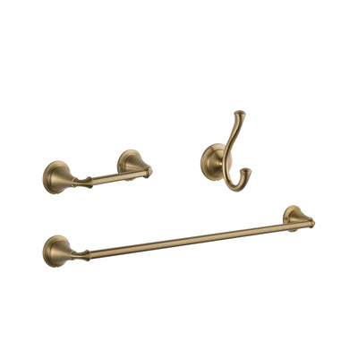 Delta Linden Champagne Bronze BASICS Bathroom Accessory Set Includes: 24" Towel Bar, Toilet Paper Holder, and Robe Hook D10102AP