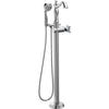 Delta Traditional Chrome Floor Mount Tub Filler Faucet with Hand Shower Spray INCLUDES Valve and Metal Cross Handle D1054V