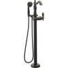 Delta Traditional Venetian Bronze Floor Mount Tub Filler Faucet with Hand Shower Spray INCLUDES Valve and Metal Lever Handle D1058V