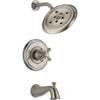 Delta Cassidy Stainless Steel Finish 14 Series Tub and Shower Combination Faucet INCLUDES Rough-in Valve with Stops and Single Cross Handle D1159V