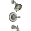 Delta Traditional Victorian Stainless Steel Finish 14 Series Tub and Shower Faucet Combo INCLUDES Rough-in Valve with Stops and Single Lever Handle D1179V