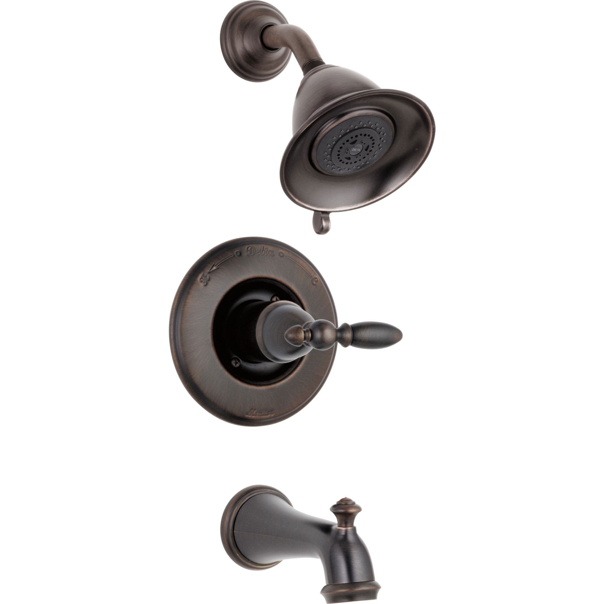 Delta Traditional Victorian Venetian Bronze Finish 14 Series Tub and Shower Faucet Combo INCLUDES Rough-in Valve with Stops and Single Lever Handle D1183V