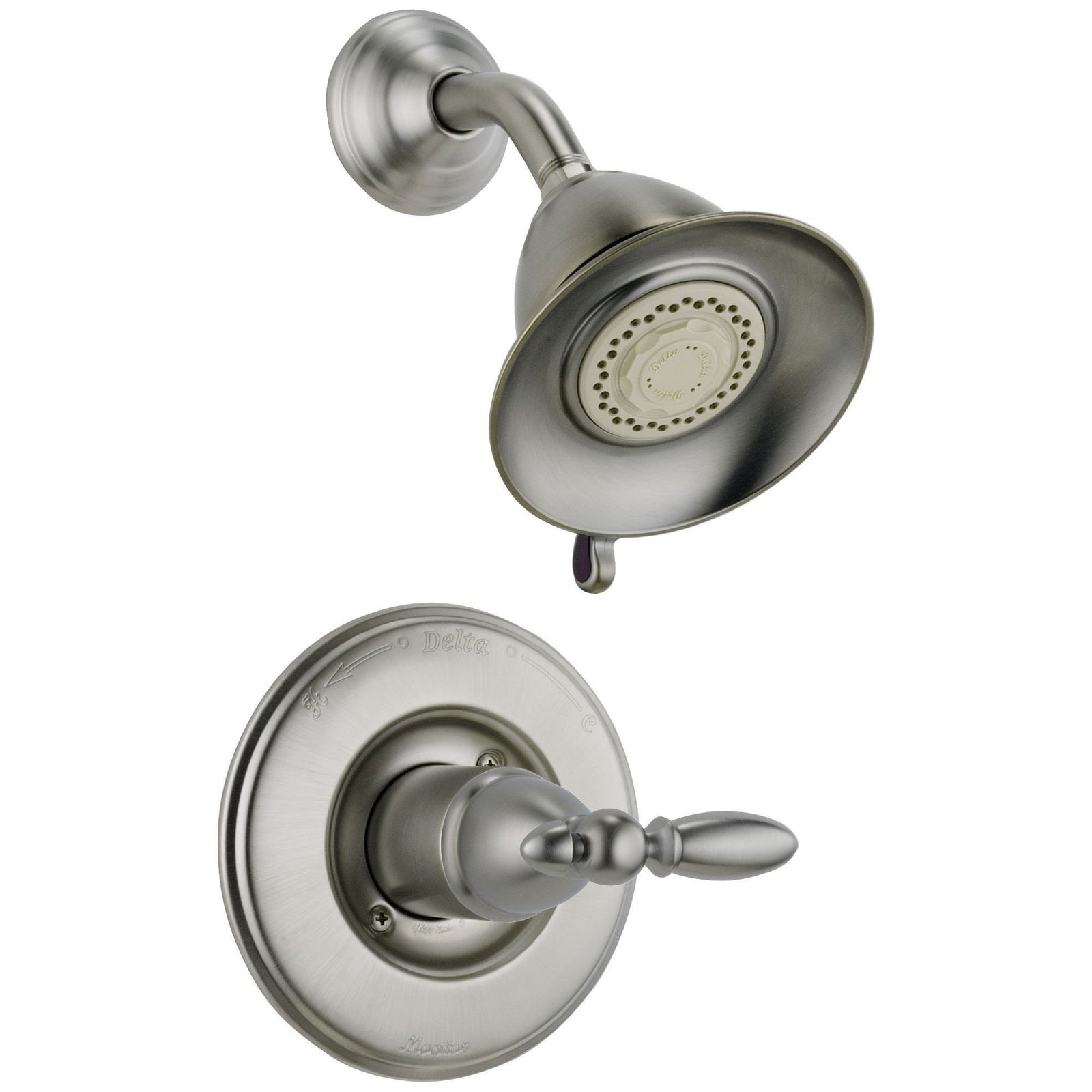 Delta Traditional Victorian Stainless Steel Finish 14 Series Shower Only Faucet INCLUDES Rough-in Valve and Single Lever Handle D1194V