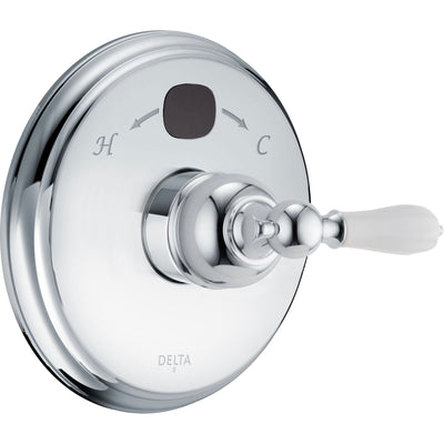 Delta Traditional 14 Series Temp2O Chrome Finish Pressure Balanced Shower Faucet Control with Digital Display INCLUDES Rough-in Valve and White Porcelain Lever Handle D1266V