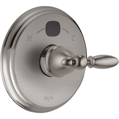 Delta Traditional 14 Series Temp2O Stainless Steel Finish Pressure Balanced Shower Faucet Control with Digital Display INCLUDES Rough-in Valve and Single Lever Handle D1274V
