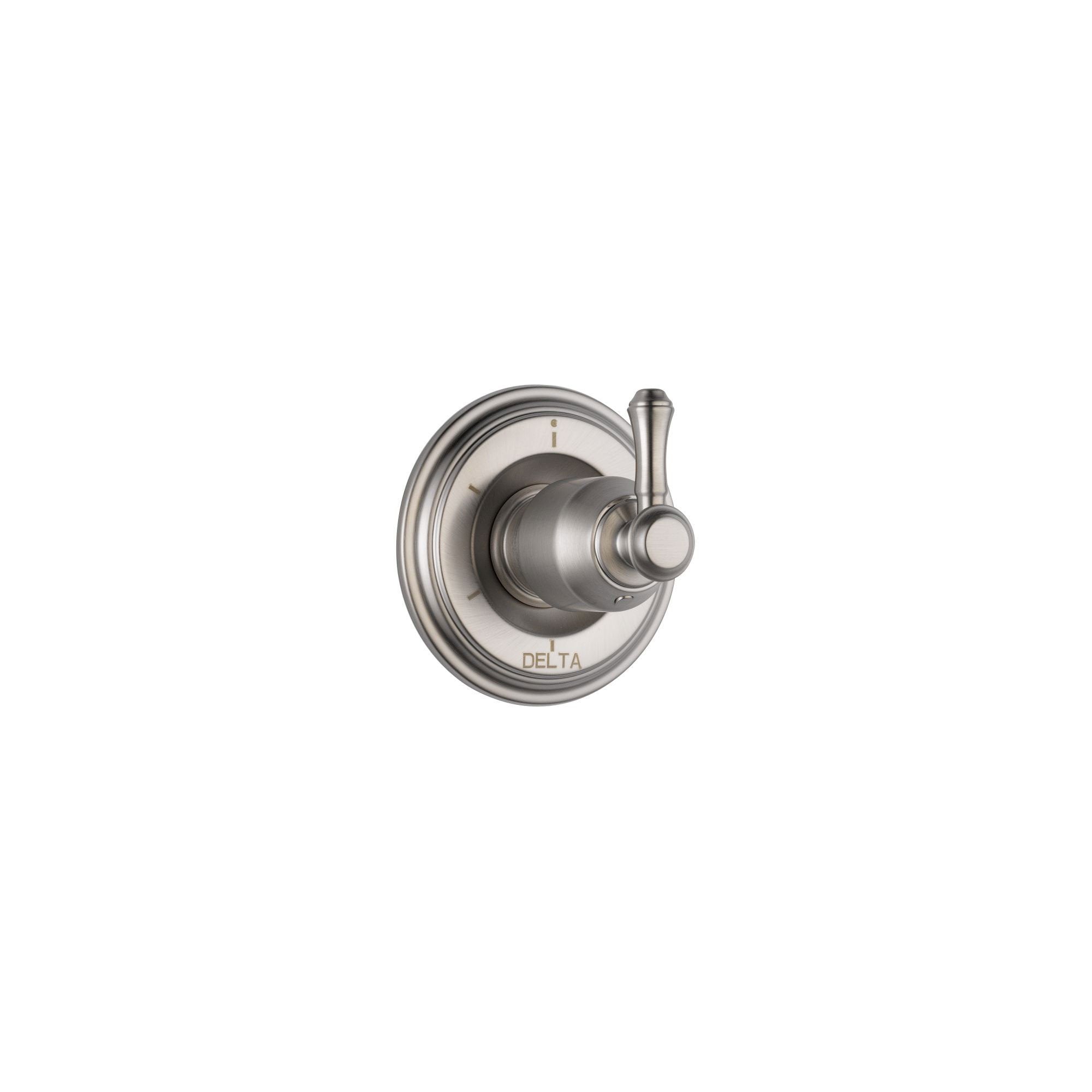 Delta Cassidy Stainless Steel Finish 6-Setting 3-Port Shower Diverter Fixture INCLUDES Rough-in Valve and Single Lever Handle D1284V