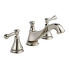 Delta Cassidy Polished Nickel Finish Widespread Lavatory Low Arc Spout Bathroom Sink Faucet INCLUDES Two Lever Handles and Matching Metal Pop-Up Drain D1315V