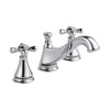 Delta Cassidy Chrome Finish Widespread Lavatory Low Arc Spout Bathroom Sink Faucet INCLUDES Two Cross Handles and Matching Metal Pop-Up Drain D1316V