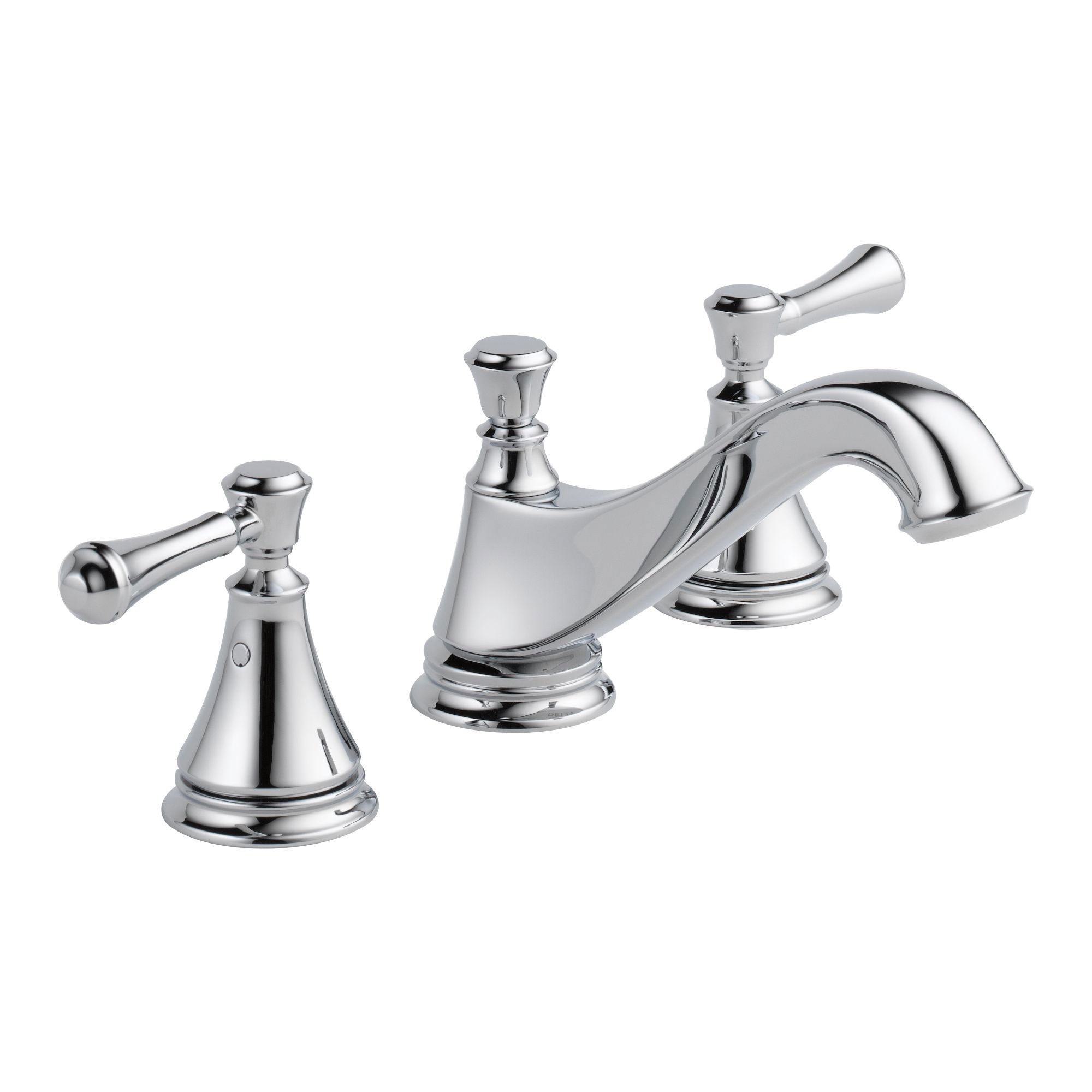 Delta Cassidy Chrome Finish Widespread Lavatory Low Arc Spout Bathroom Sink Faucet INCLUDES Two Lever Handles and Matching Metal Pop-Up Drain D1317V