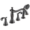 Delta Cassidy Collection Venetian Bronze Finish Roman Tub Filler Faucet with Hand Shower INCLUDES (2) French Scroll Levers and Rough-in Valve D1393V