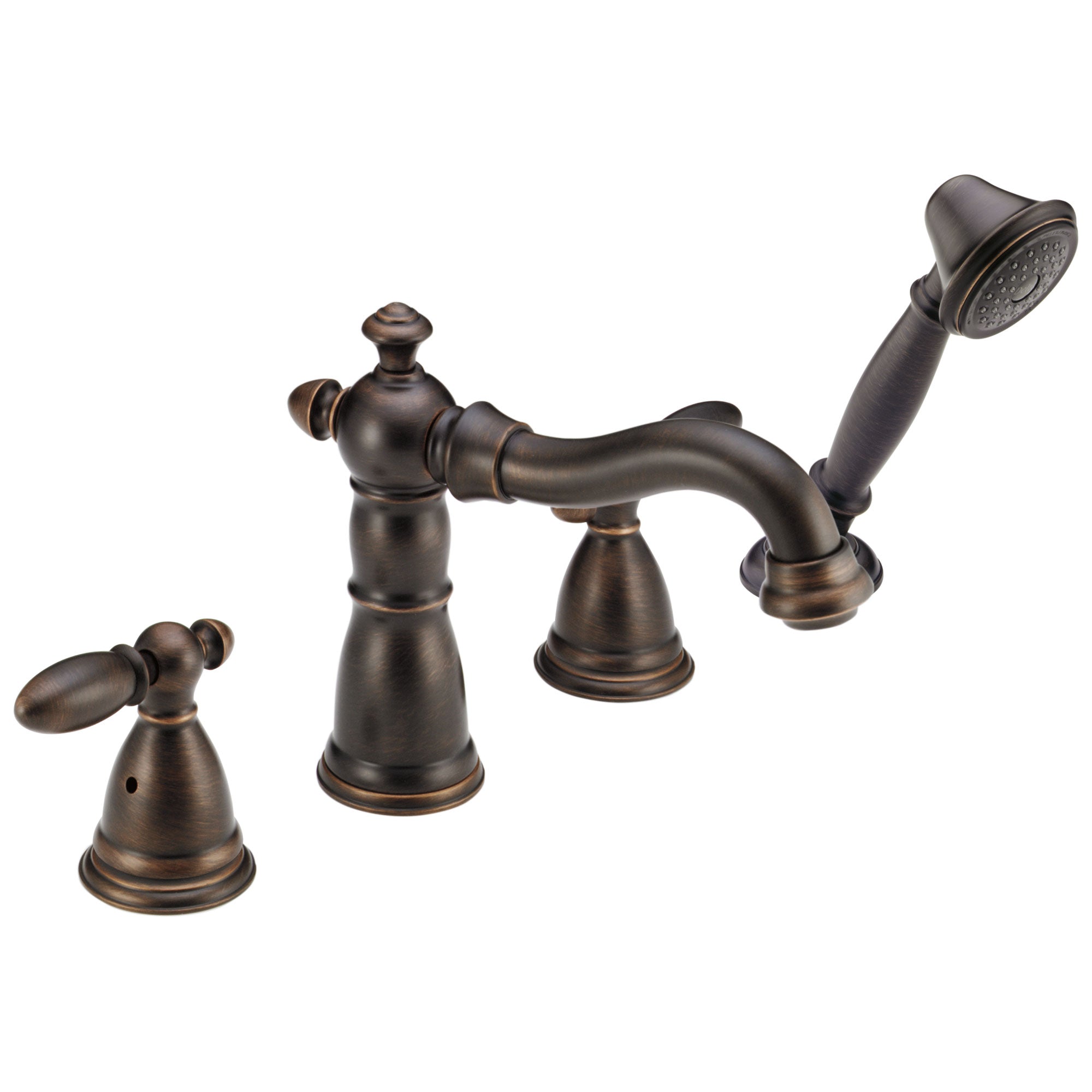 Delta Victorian Collection Venetian Bronze Traditional Roman Bathtub Faucet with Hand Shower INCLUDES (2) Lever Handles and Rough-in Valve D1421V