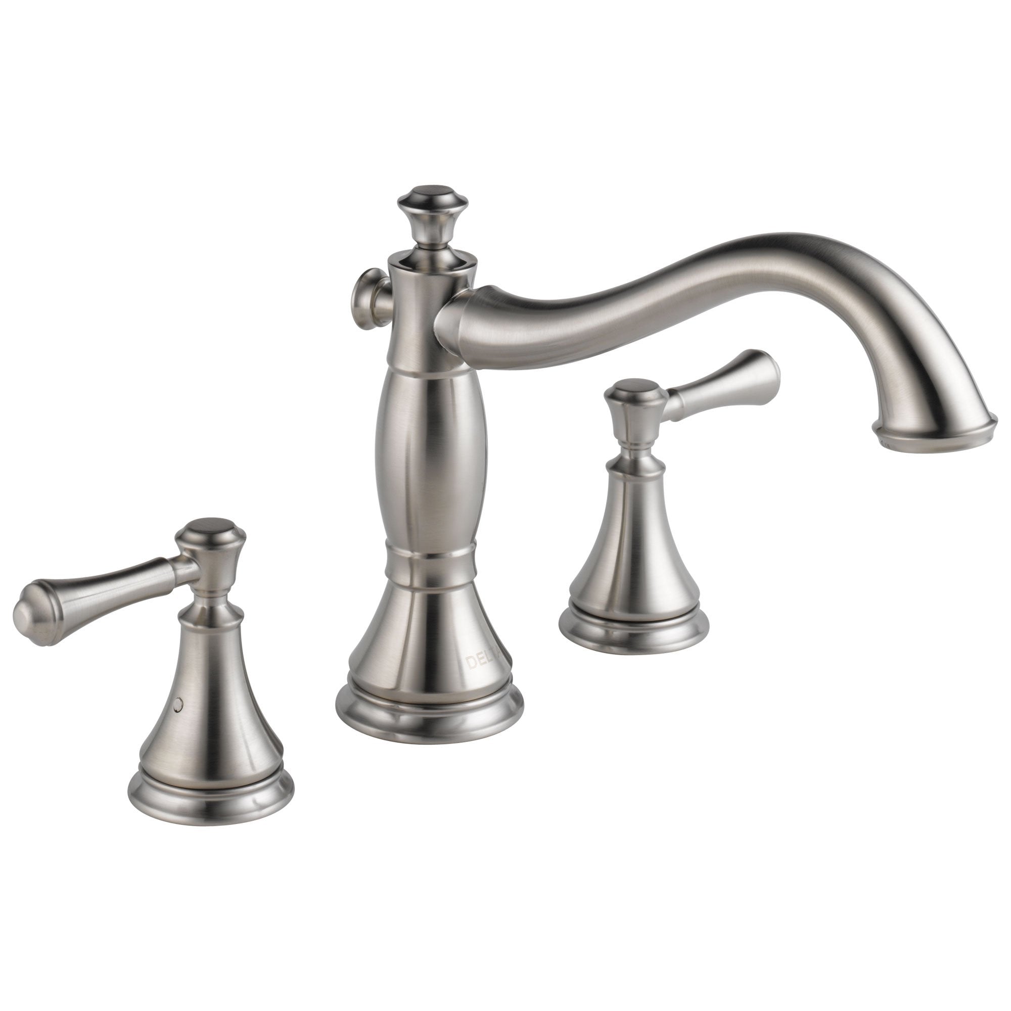 Delta Cassidy Collection Stainless Steel Finish Roman Tub Filler Faucet COMPLETE ITEM Includes (2) Lever Handles and Rough-in Valve D1428V