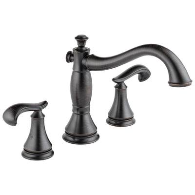 Delta Cassidy Collection Venetian Bronze Finish Roman Tub Filler Faucet COMPLETE ITEM Includes (2) French Scroll Levers and Rough-in Valve D1429V