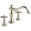 Delta Cassidy Collection Polished Nickel Finish Roman Tub Filler Faucet COMPLETE ITEM Includes (2) Cross Style Handles and Rough-in Valve D1433V