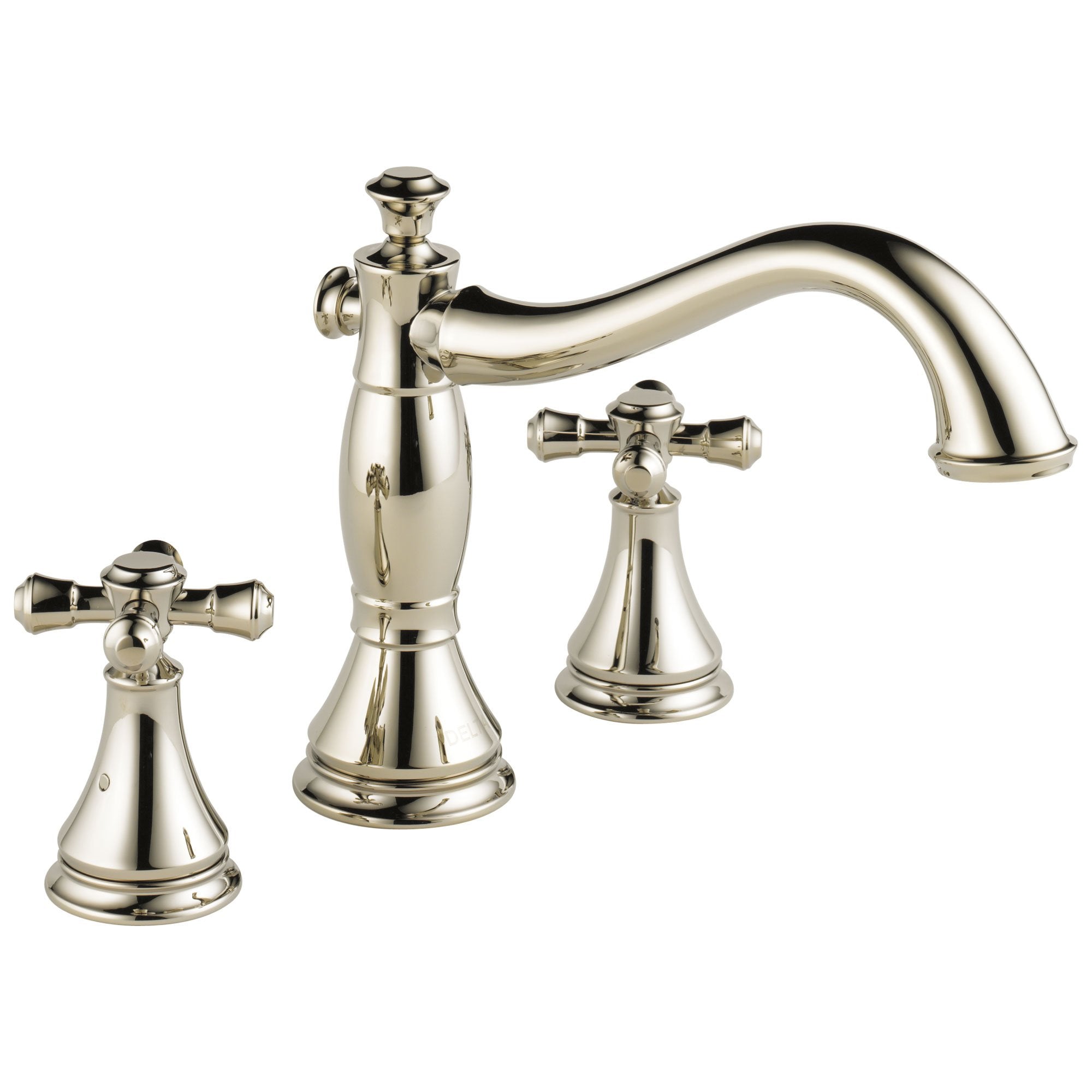 Delta Cassidy Collection Polished Nickel Finish Roman Tub Filler Faucet COMPLETE ITEM Includes (2) Cross Style Handles and Rough-in Valve D1433V