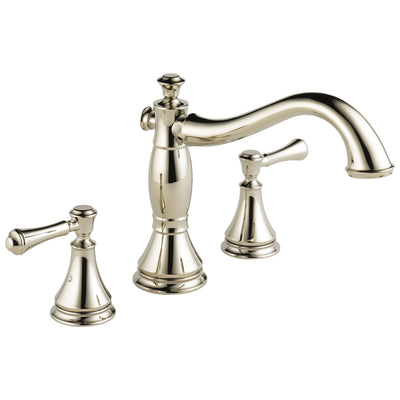 Delta Cassidy Collection Polished Nickel Finish Roman Tub Filler Faucet COMPLETE ITEM Includes (2) Lever Handles and Rough-in Valve D1434V