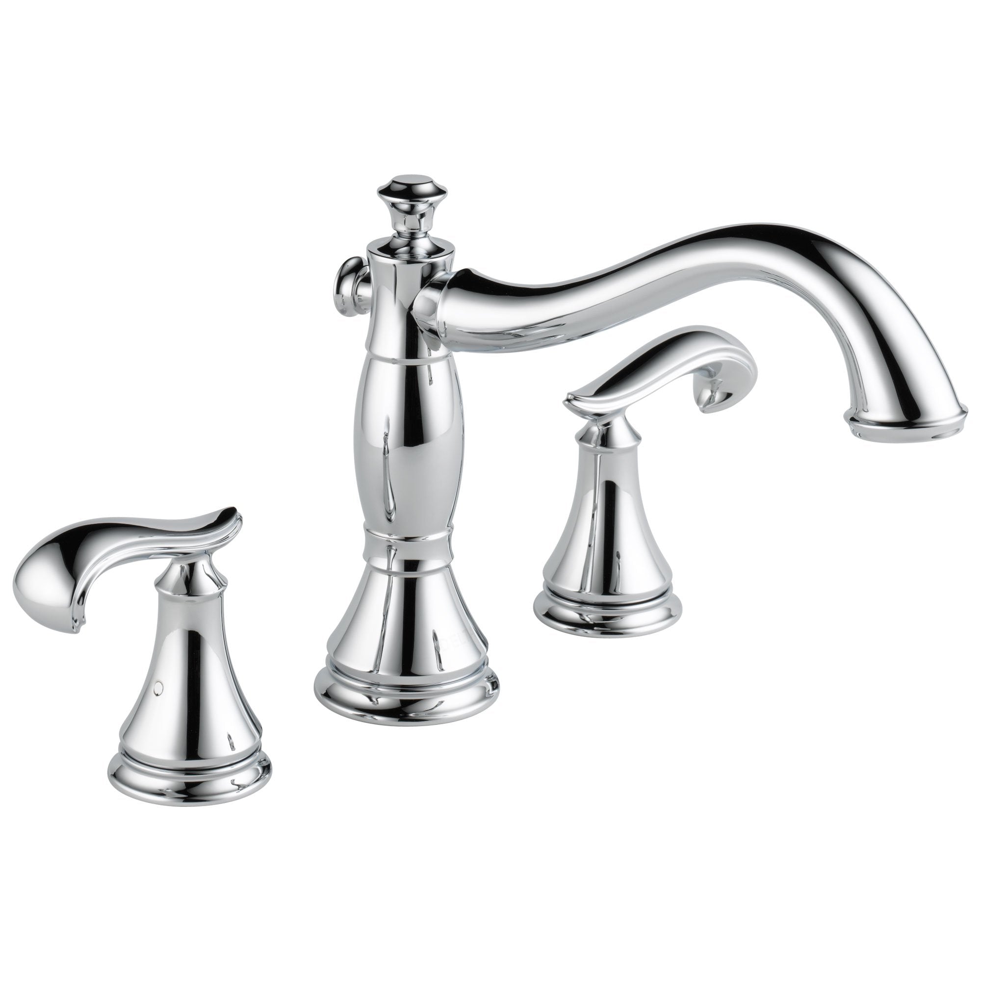 Delta Cassidy Collection Chrome Finish Roman Tub Filler Faucet COMPLETE ITEM Includes (2) French Scroll Levers and Rough-in Valve D1435V