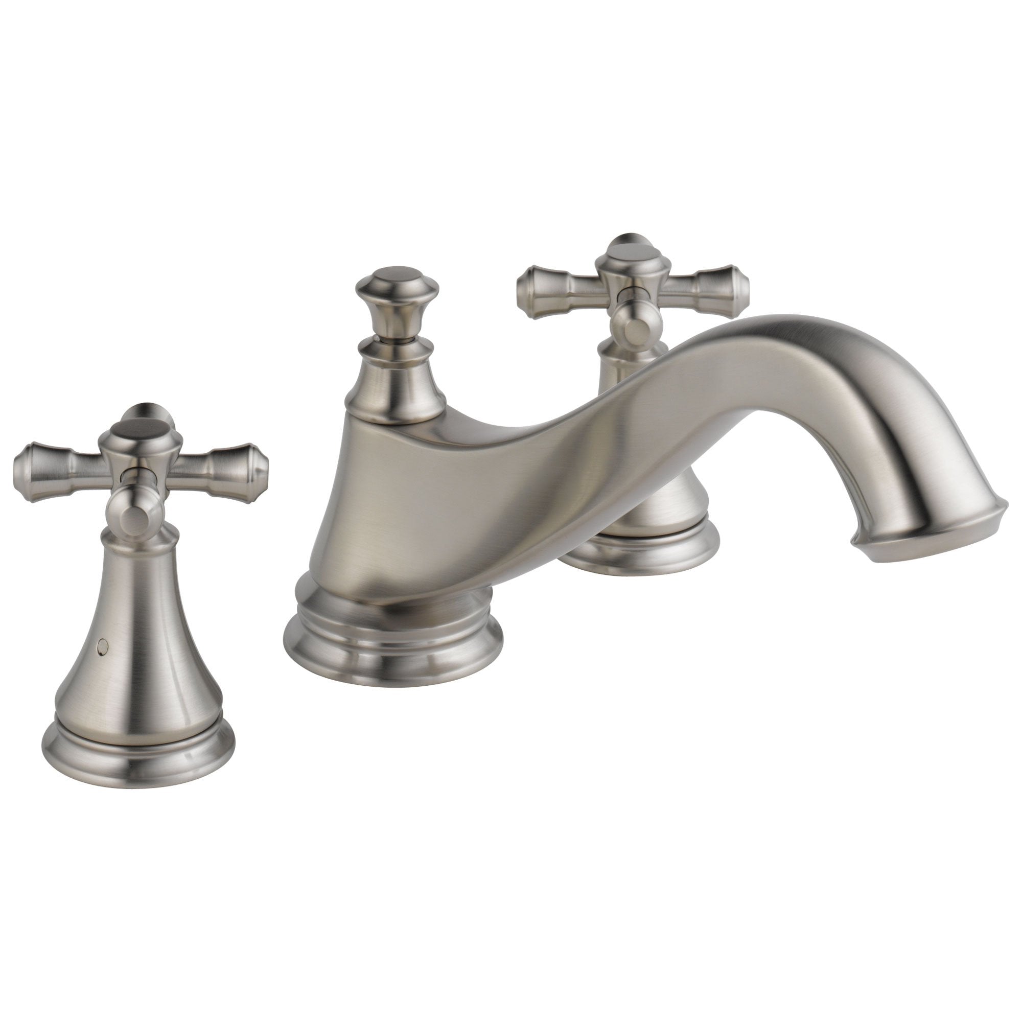 Delta Cassidy Collection Stainless Steel Finish Traditional Spout Roman Tub Filler Faucet COMPLETE ITEM Includes (2) Cross Handles and Rough-in Valve D1442V