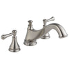 Delta Cassidy Collection Stainless Steel Finish Traditional Spout Roman Tub Filler Faucet COMPLETE ITEM Includes (2) Lever Handles and Rough-in Valve D1443V