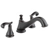 Delta Cassidy Collection Venetian Bronze Finish Traditional Spout Roman Tub Filler Faucet Includes (2) French Scroll Levers and Rough-in Valve D1444V