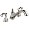 Delta Cassidy Collection Polished Nickel Finish Traditional Spout Roman Tub Filler Faucet Includes (2) French Scroll Levers and Rough-in Valve D1447V