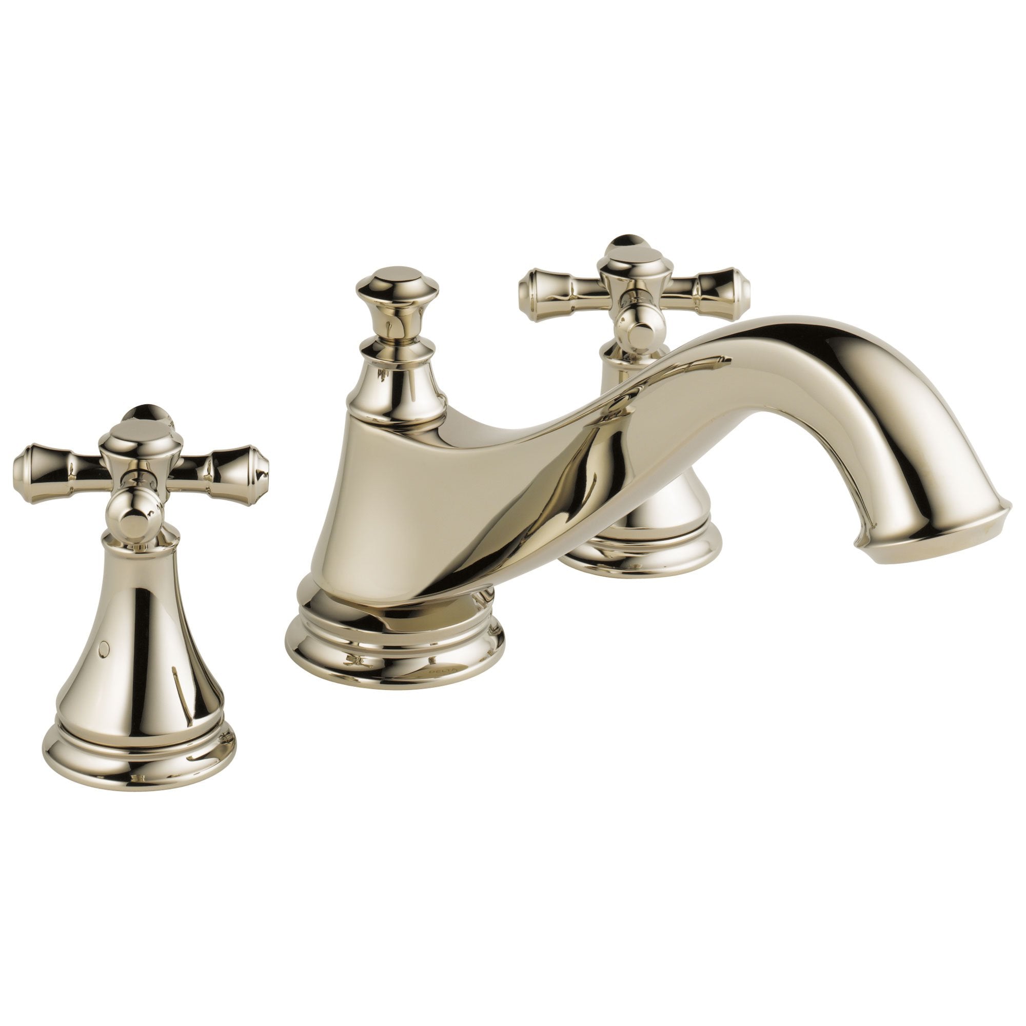 Delta Cassidy Collection Polished Nickel Finish Traditional Spout Roman Tub Filler Faucet COMPLETE ITEM Includes (2) Cross Handles and Rough-in Valve D1448V