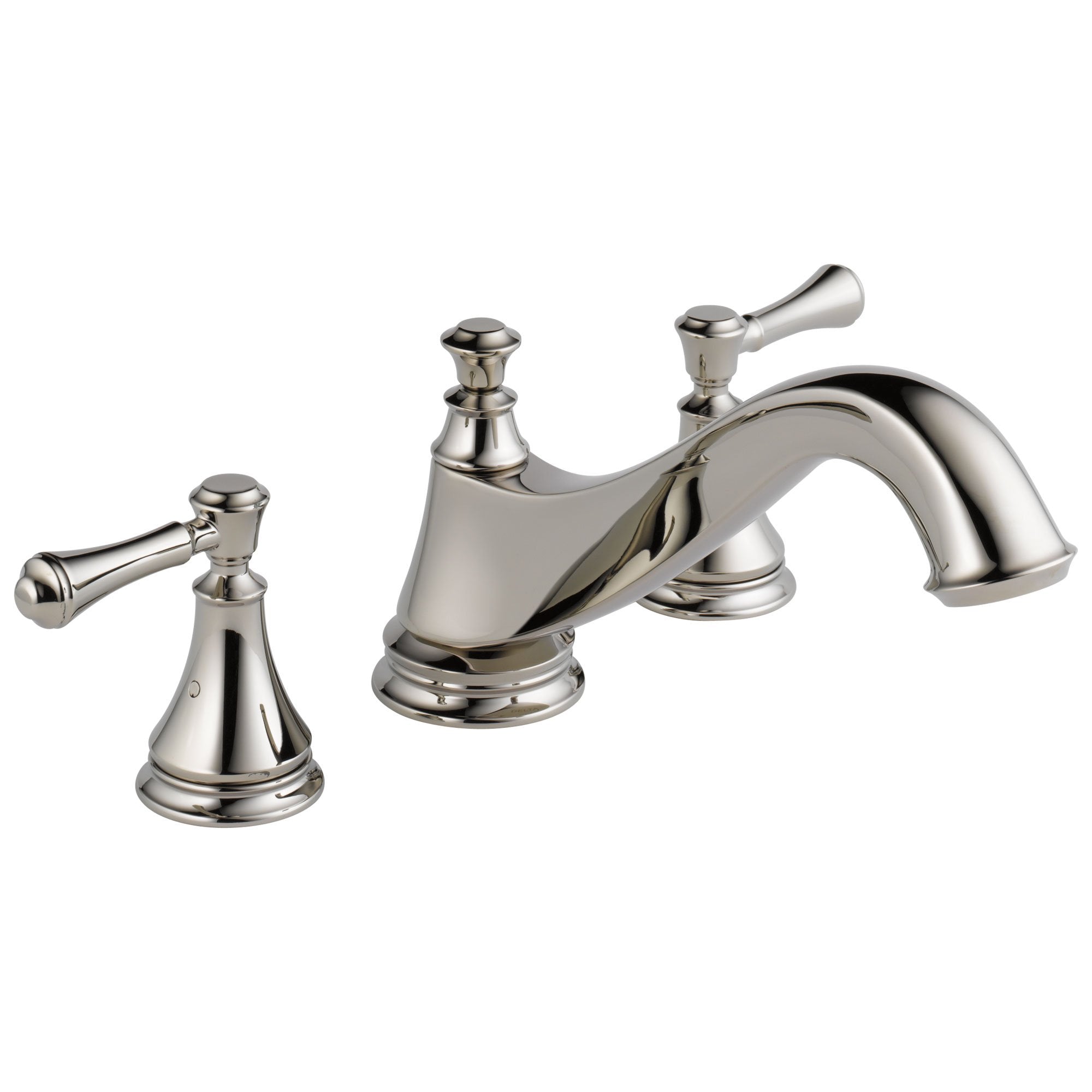 Delta Cassidy Collection Polished Nickel Finish Traditional Spout Roman Tub Filler Faucet COMPLETE ITEM Includes (2) Lever Handles and Rough-in Valve D1449V
