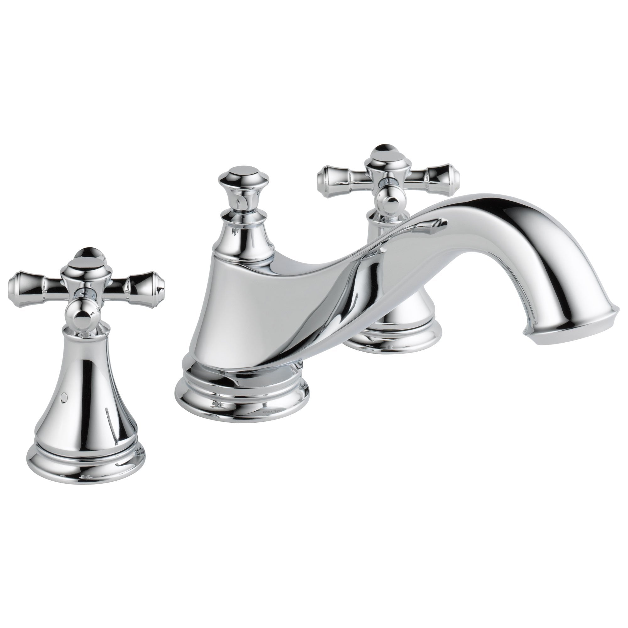 Delta Cassidy Collection Chrome Finish Traditional Spout Roman Tub Filler Faucet COMPLETE ITEM Includes (2) Cross Handles and Rough-in Valve D1451V