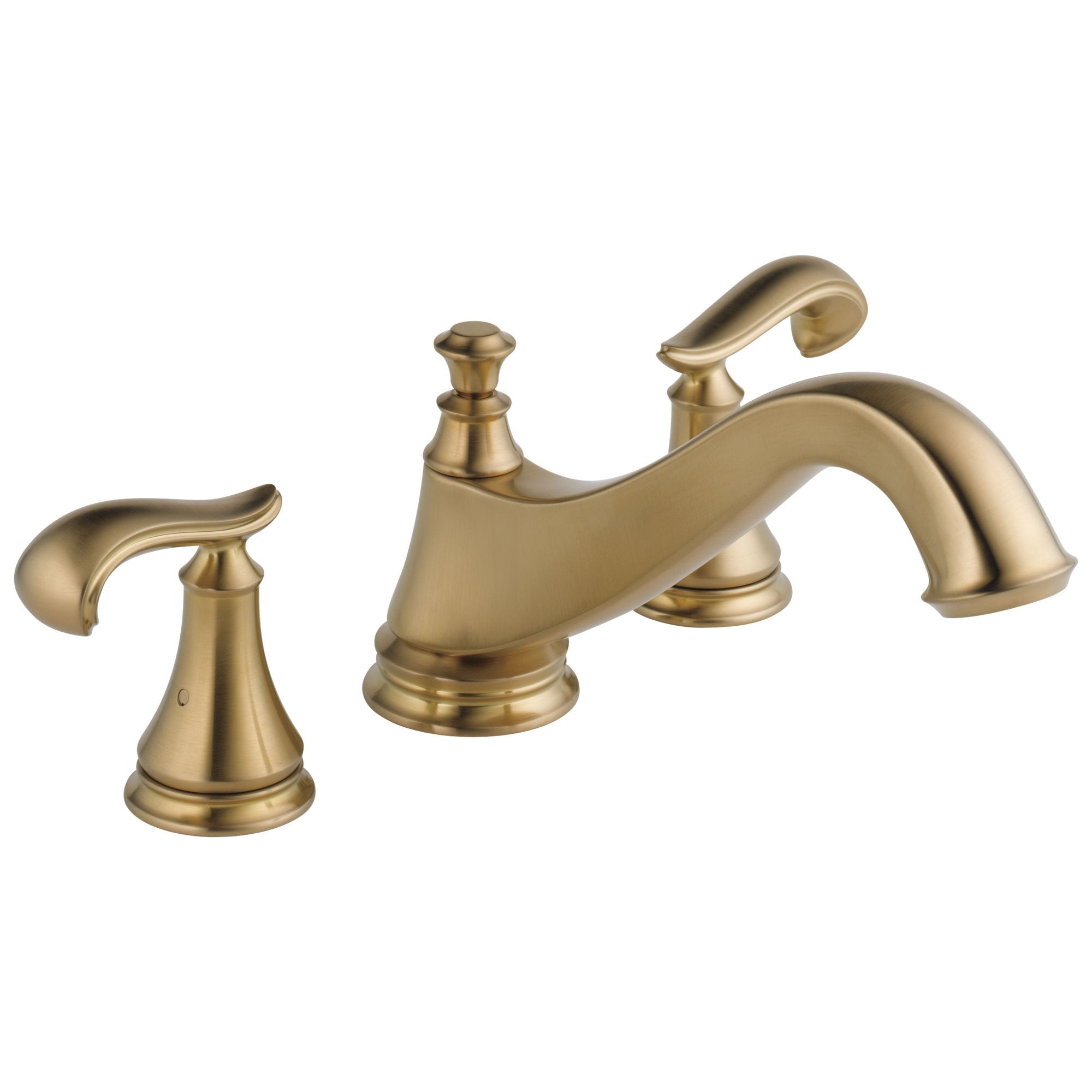 Delta Cassidy Collection Champagne Bronze Finish Traditional Spout Roman Tub Filler Faucet COMPLETE ITEM Includes (2) French Scroll Levers and Rough-in Valve D1453V