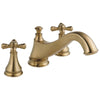 Delta Cassidy Collection Champagne Bronze Finish Traditional Spout Roman Tub Filler Faucet COMPLETE ITEM Includes (2) Cross Handles and Rough-in Valve D1454V