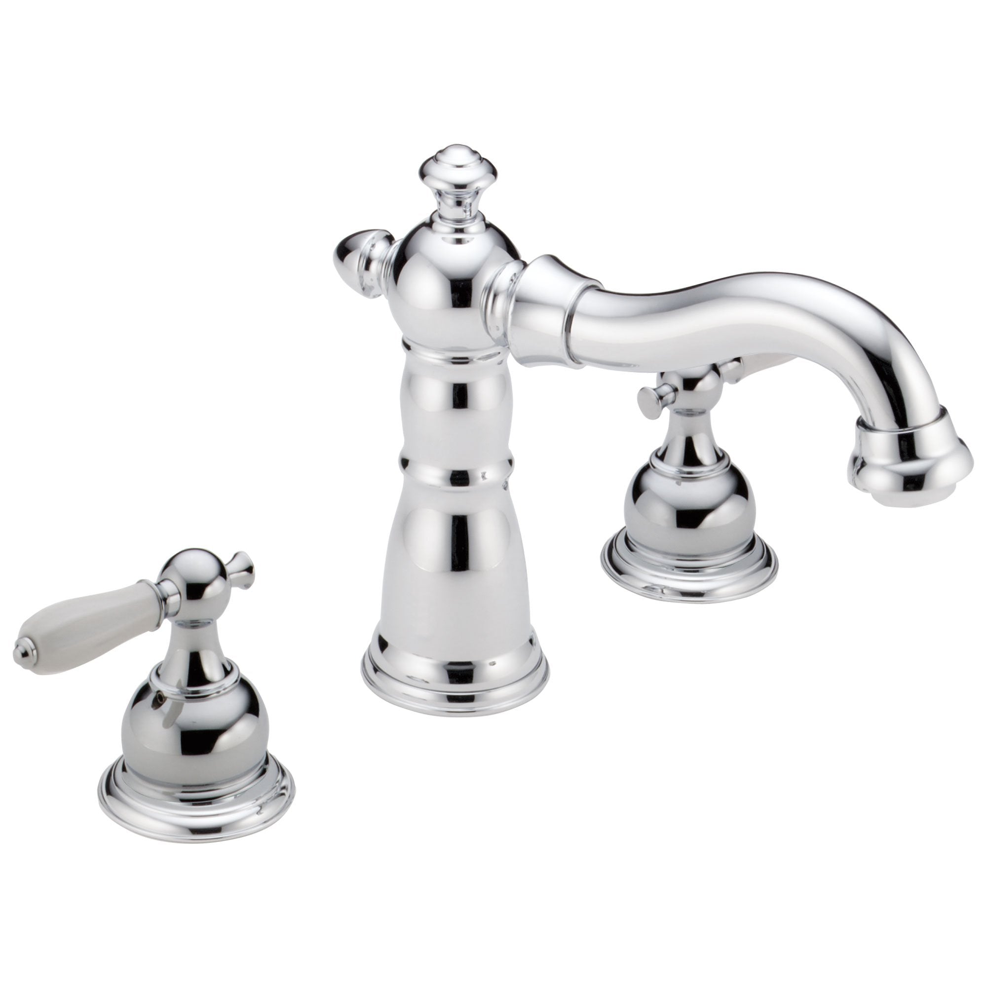 Delta Victorian Collection Chrome Finish Traditional Roman Tub Filler Faucet COMPLETE ITEM Includes (2) White Porcelain Lever Handles and Rough-in Valve D1462V