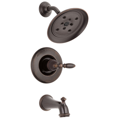 Delta Victorian Collection Venetian Bronze Monitor 14 Tub & Shower Combo Faucet INCLUDES Single Lever Handle and Rough-Valve without Stops D1507V