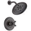 Delta Cassidy Collection Venetian Bronze Monitor 14 H2Okinetic Shower only Faucet INCLUDES Single Cross Handle and Rough-Valve with Stops D1535V