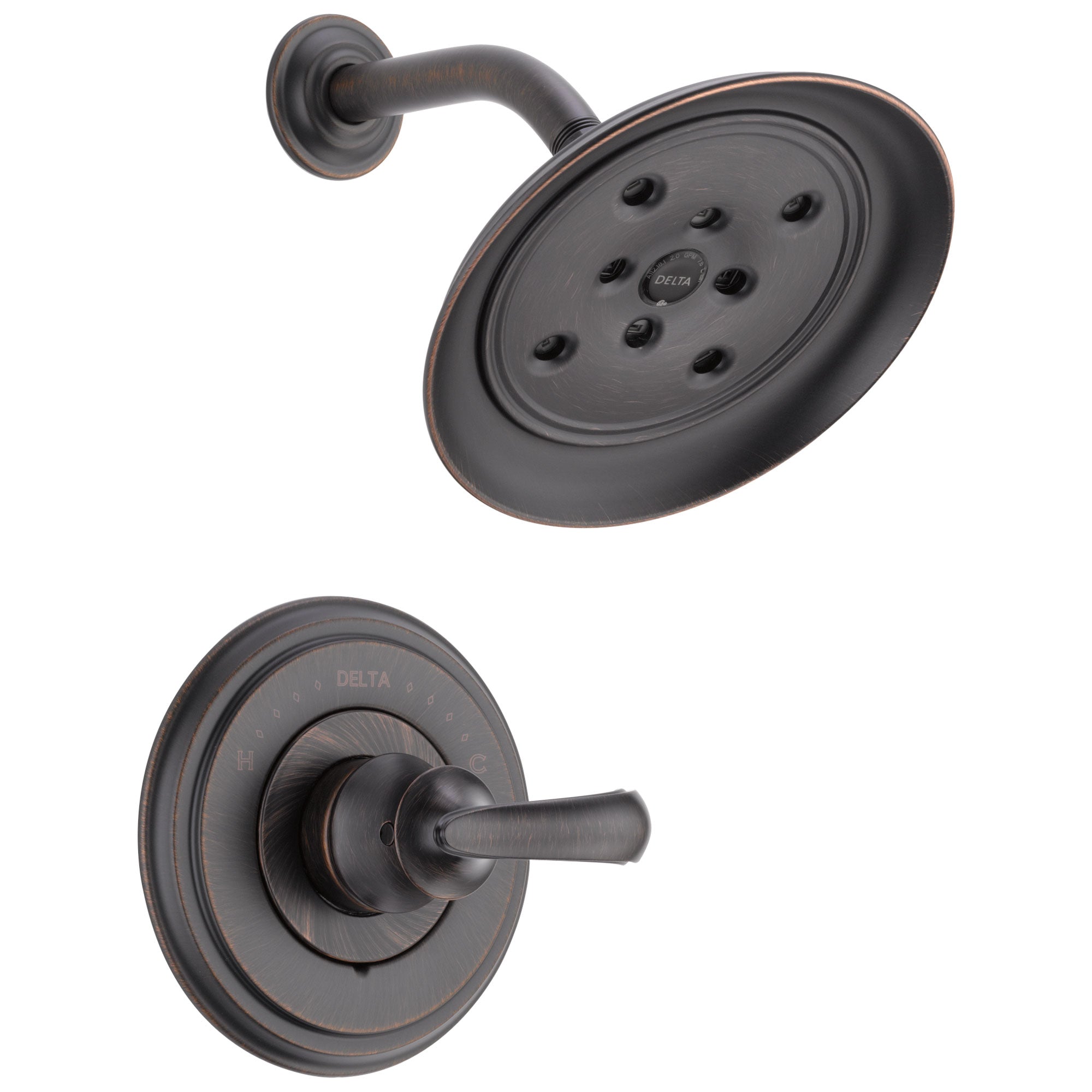 Delta Cassidy Collection Venetian Bronze Monitor 14 H2Okinetic Shower only Faucet INCLUDES Single French Scroll Handle and Rough-Valve with Stops D1536V