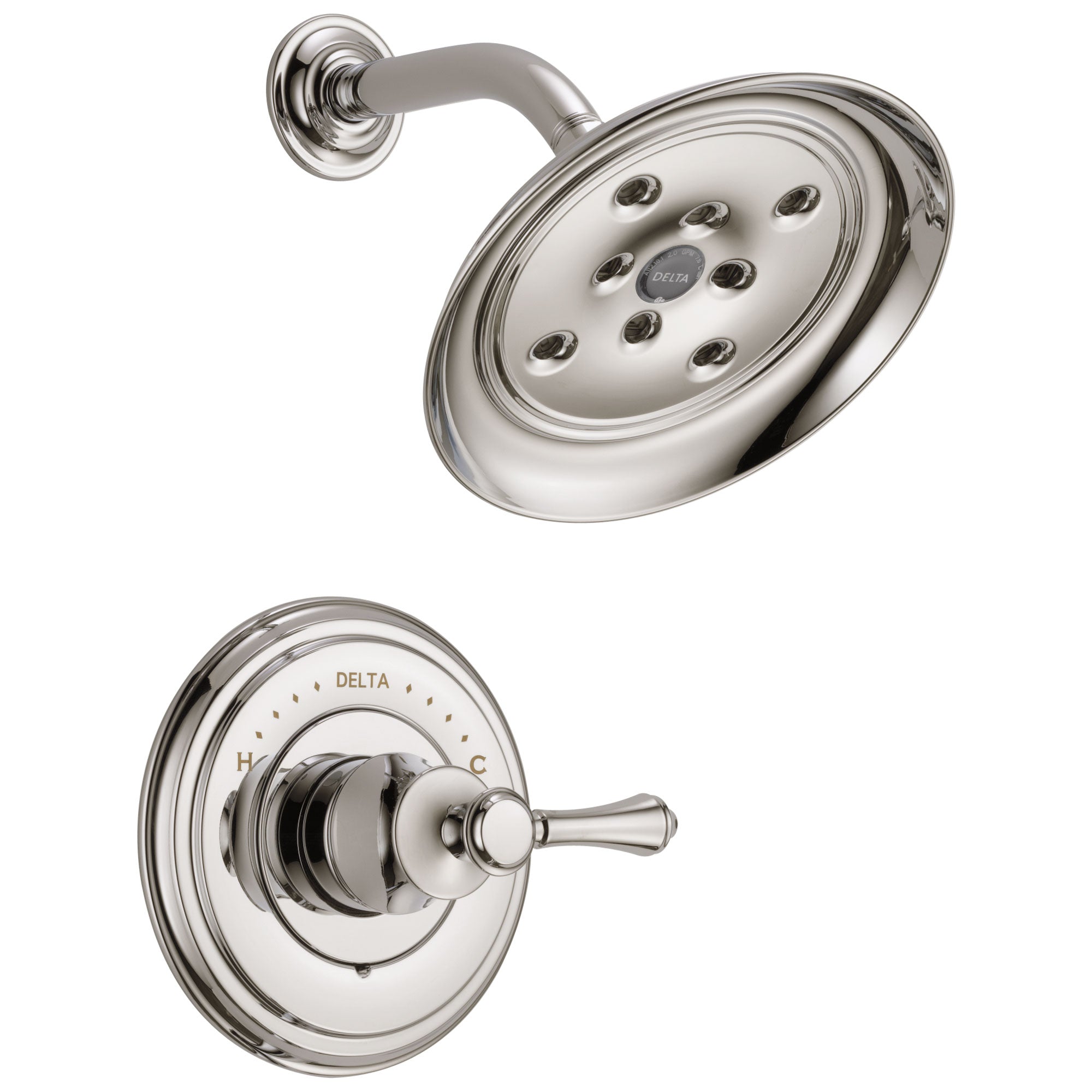 Delta Cassidy Collection Polished Nickel Monitor 14 H2Okinetic Shower only Faucet INCLUDES Single Lever Handle and Rough-Valve with Stops D1540V