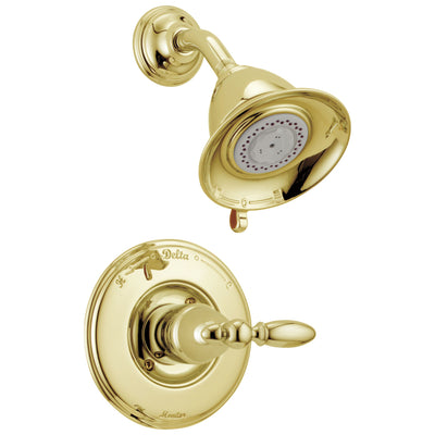 Delta Victorian Collection Polished Brass Finish Traditional Style Monitor 14 Shower Faucet INCLUDES Single Lever Handle and Rough-Valve without Stops D1564V