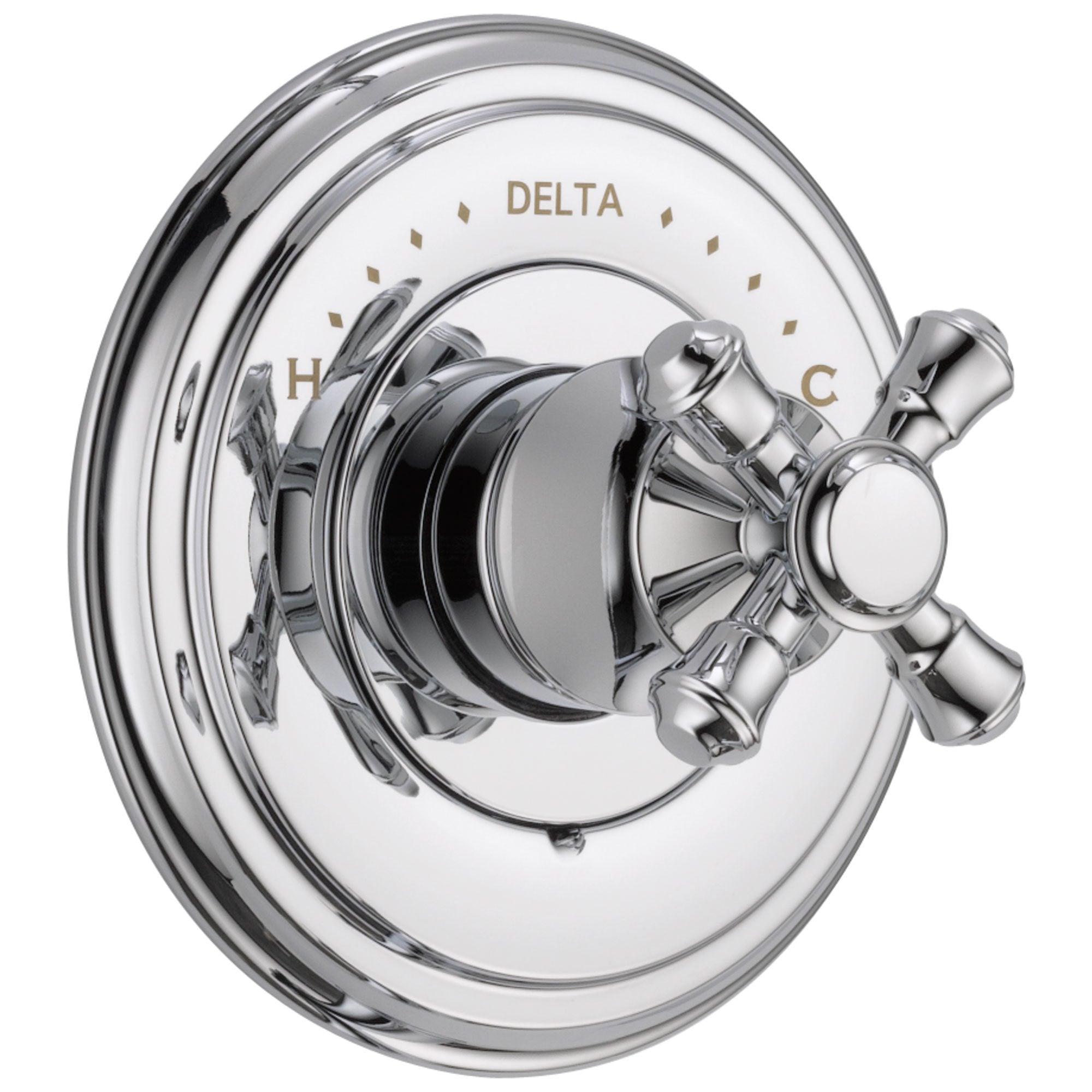 Delta Cassidy Collection Chrome Finish Monitor 14 Series Shower Faucet Control COMPLETE ITEM with Single Cross Handle and Rough-in Valve without Stops D1598V