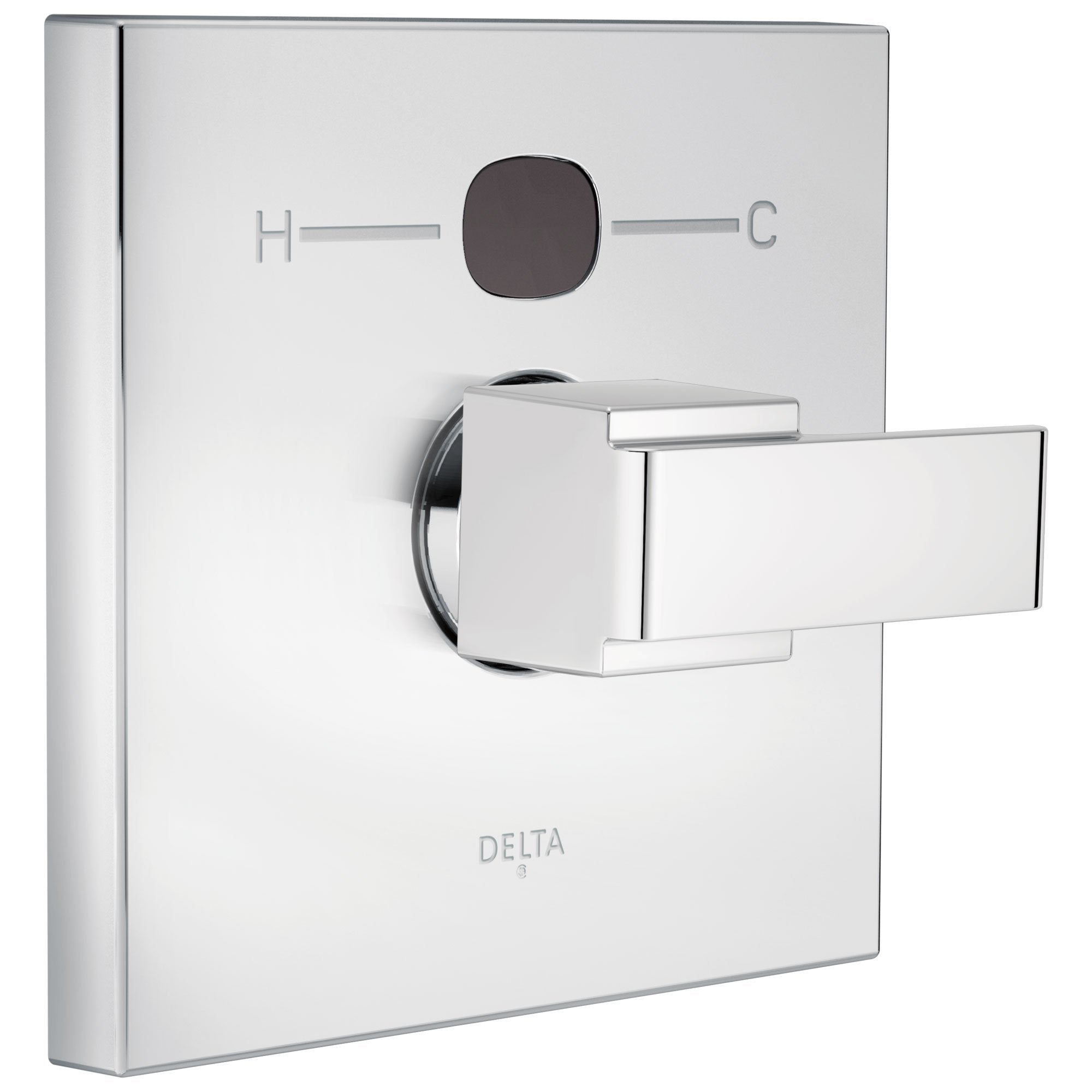 Delta Chrome Finish Ara Collection Angular Modern 14 Series Digital Display Temp2O Shower Valve Control INCLUDES Single Handle and Valve without Stops D1627V