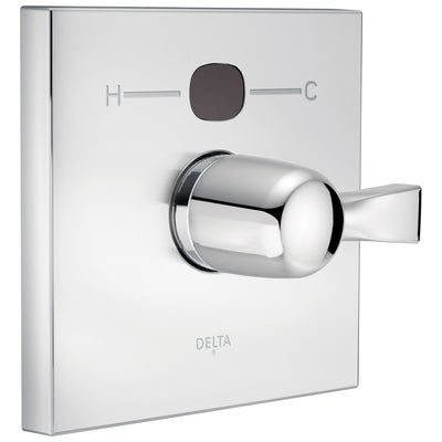 Delta Chrome Finish Dryden Collection Angular Modern 14 Series Digital Display Temp2O Shower Valve Control INCLUDES Single Handle and Valve without Stops D1628V