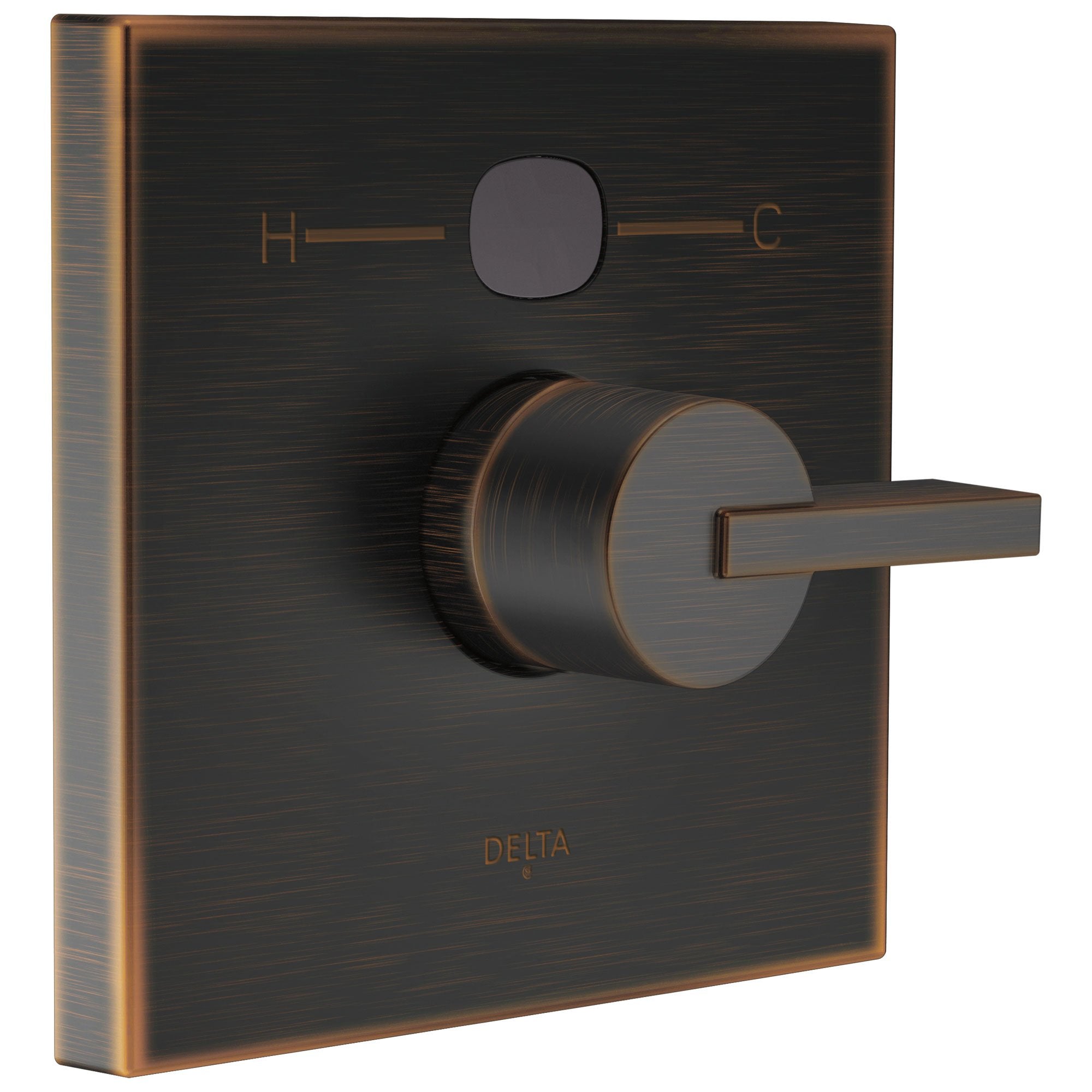 Delta Venetian Bronze Vero Angular Modern 14 Series Digital Display Temp2O Square Shower Valve Control INCLUDES Single Handle and Valve with Stops D1634V