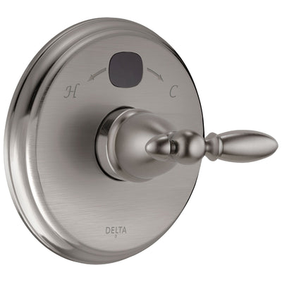 Delta Stainless Steel Finish Victorian 14 Series Digital Display Temp2O Shower Valve Control COMPLETE with Single Lever Handle and Valve without Stops D1658V