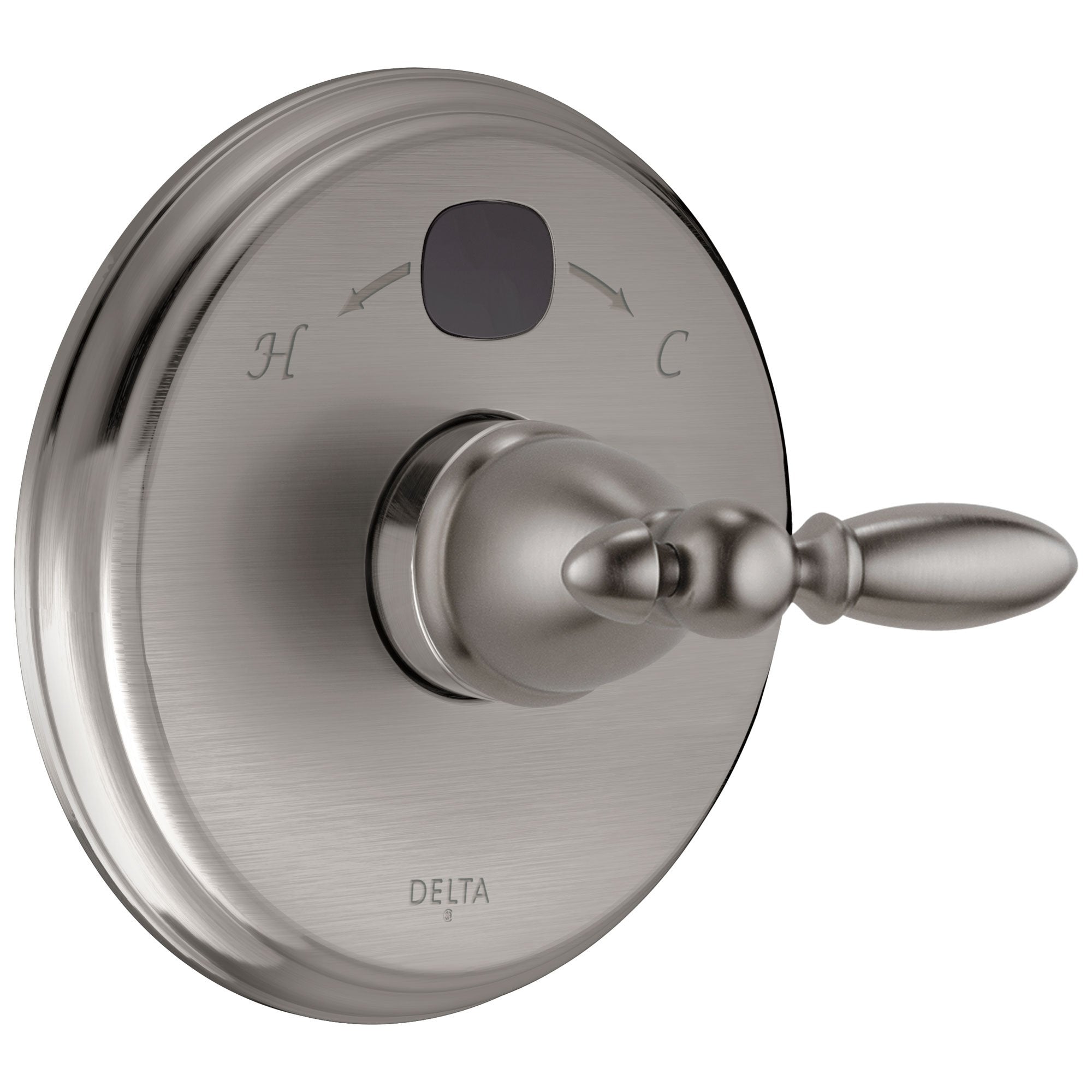 Delta Stainless Steel Finish Victorian 14 Series Digital Display Temp2O Shower Valve Control COMPLETE with Single Lever Handle and Valve with Stops D1665V