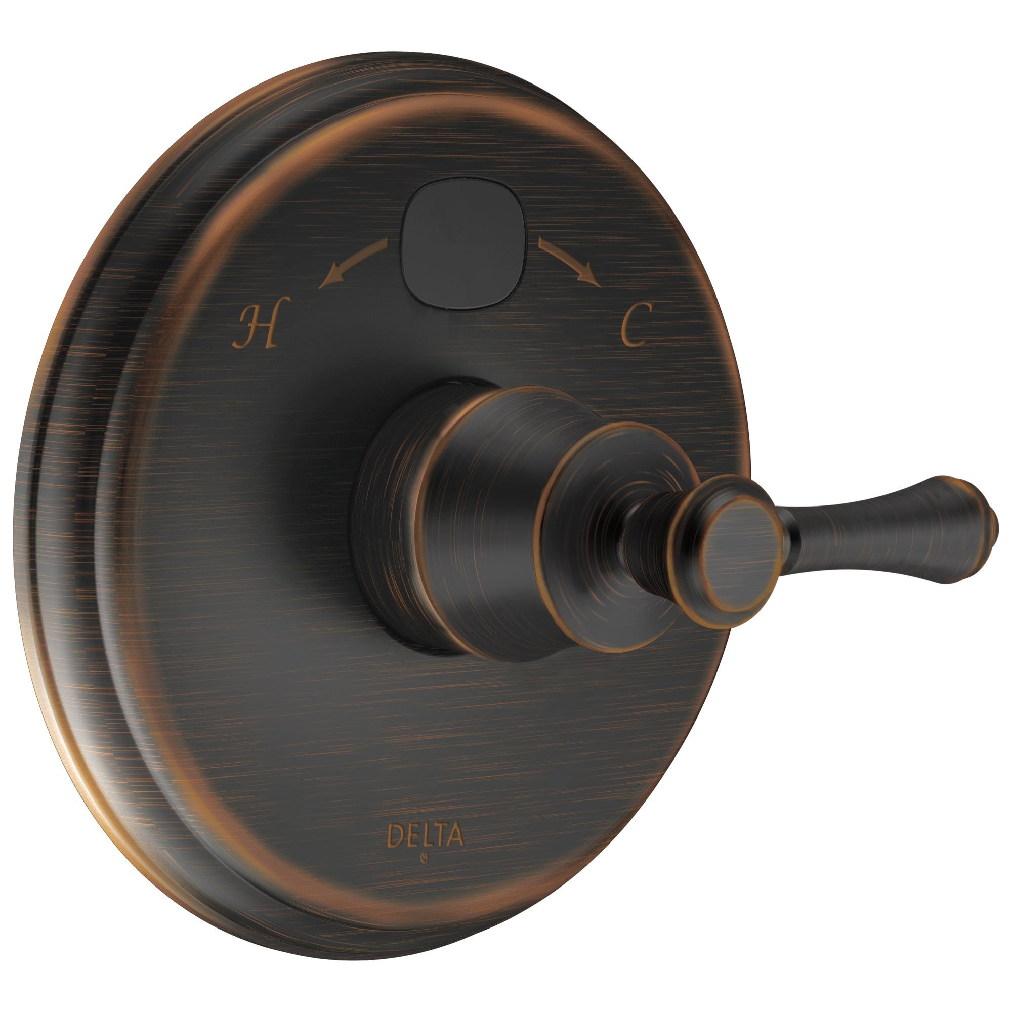 Delta Venetian Bronze Cassidy Collection 14 Series Digital Display Temp2O Shower Valve Control COMPLETE with Single Lever Handle and Valve without Stops D1669V