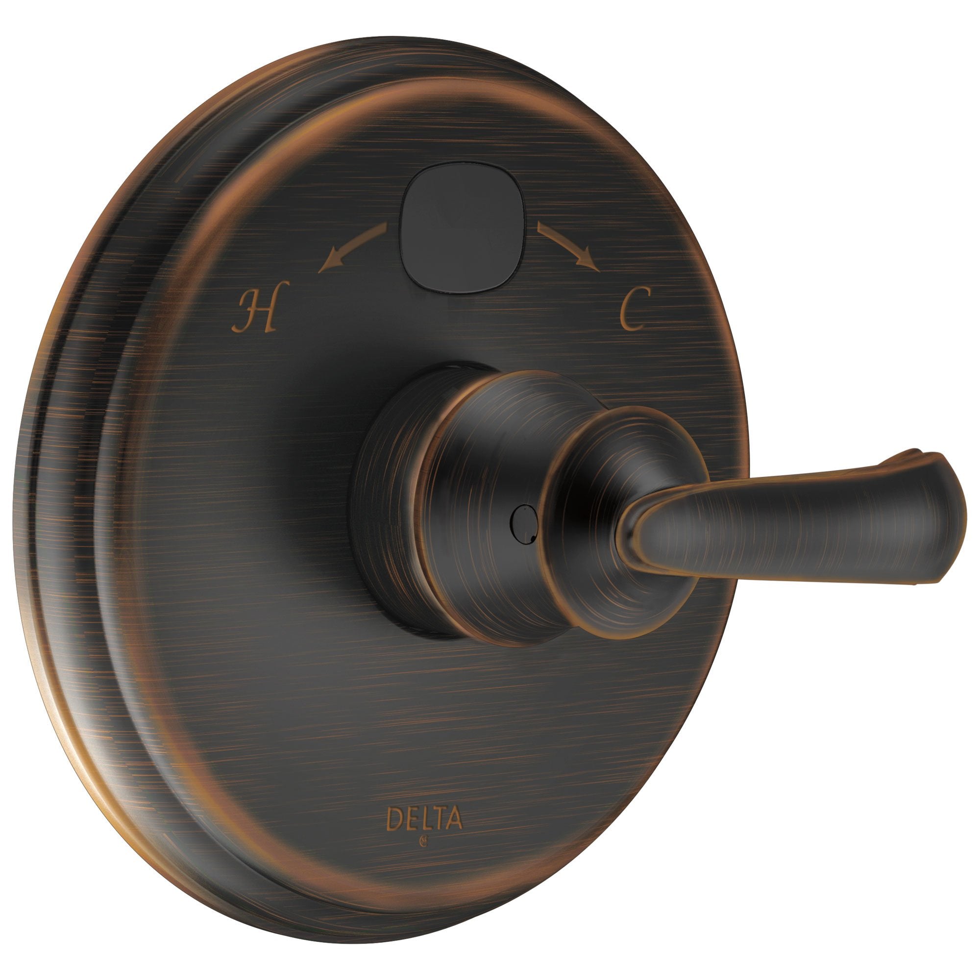 Delta Venetian Bronze Cassidy 14 Series Digital Display Temp2O Shower Valve Control COMPLETE with Single French Curve Lever Handle and Valve without Stops D1670V