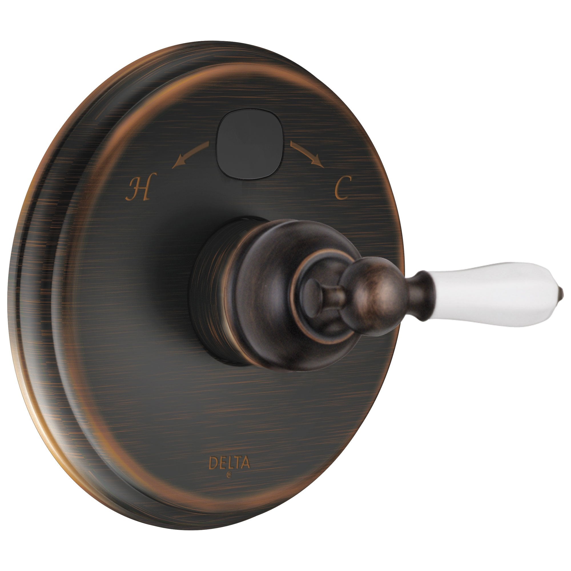 Delta Venetian Bronze Victorian 14 Series Digital Display Temp2O Shower Valve Control COMPLETE with Single White Lever Handle and Valve with Stops D1674V