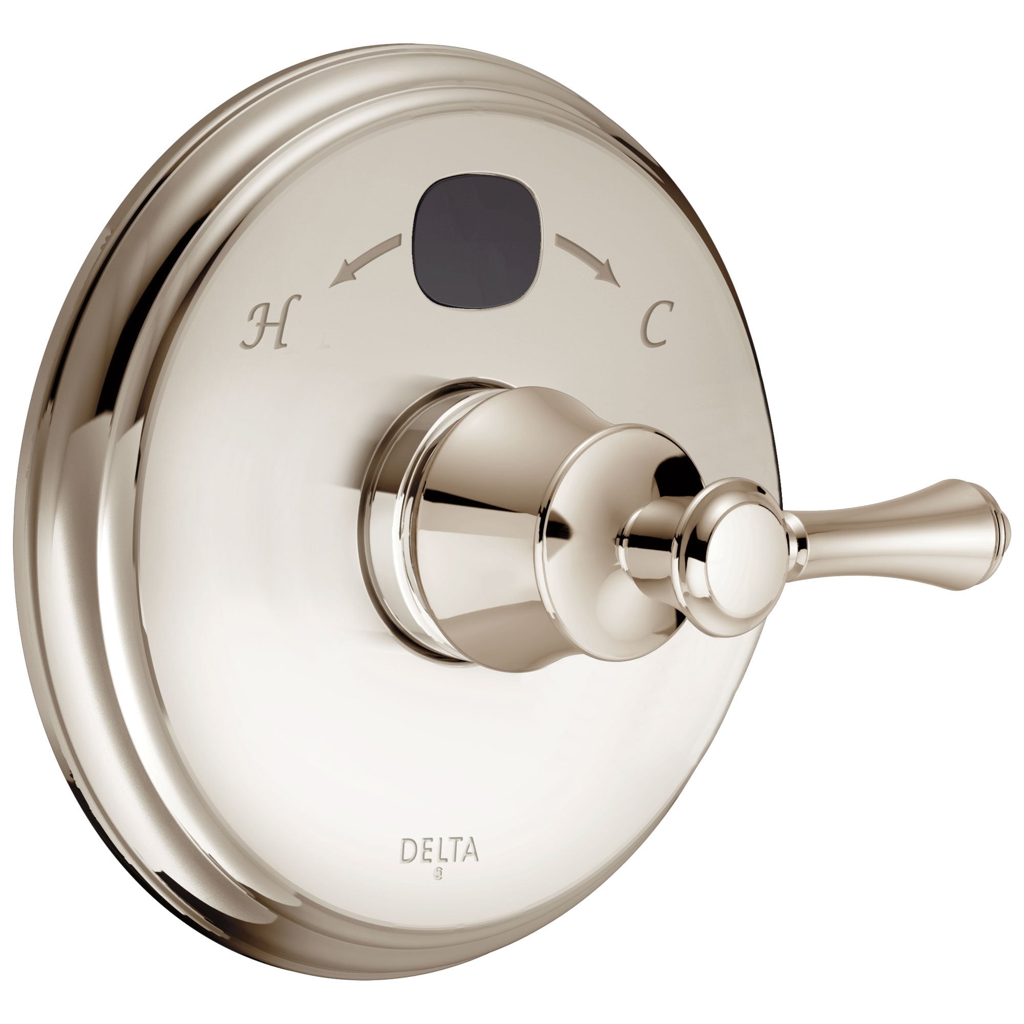 Delta Polished Nickel Cassidy Collection 14 Series Digital Display Temp2O Shower Valve Control COMPLETE with Single Lever Handle and Valve without Stops D1681V