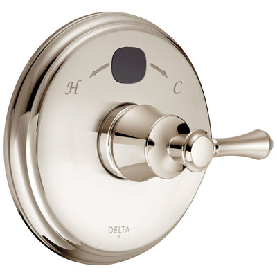 Delta Polished Nickel Cassidy Collection 14 Series Digital Display Temp2O Shower Valve Control COMPLETE with Single Lever Handle and Valve without Stops D1681V