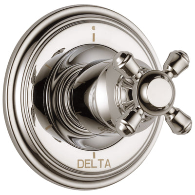 Delta Cassidy Collection Polished Nickel Finish 6-Setting 3-Port Shower Diverter INCLUDES Single Cross Handle and Rough-in Valve D1689V