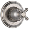 Delta Cassidy Collection Stainless Steel Finish 3-Setting 2-Port Shower Diverter INCLUDES Single Cross Handle and Rough-in Valve D1696V
