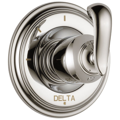 Delta Cassidy Collection Polished Nickel Finish 3-Setting 2-Port Shower Diverter INCLUDES Single French Curve Lever Handle and Rough-in Valve D1701V